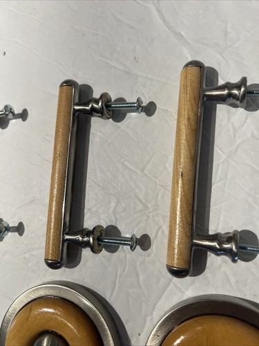 Vanity Drawer 4-Pulls & 2-Robe Hooks Maple On Brushed Nickel Natural - Imagen 4 de 15