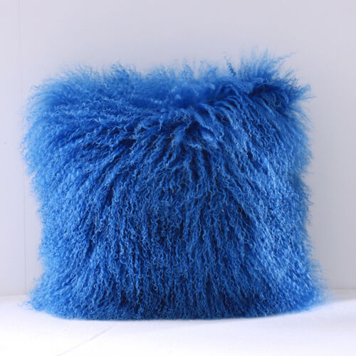 100% Genuine Mongolian Fur Pillowcase Real Tibetan Lamb Wool Cushion Cover - Picture 22 of 26