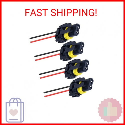 BlyilyB 4-Pack 9005 9006 HB3 HB4 Female Adapter Wiring Harness Sockets Wire Conn