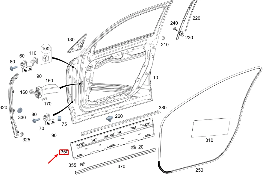 MERCEDES-BENZ GLB X247 Front Right Door Cover Strip A2477203307 