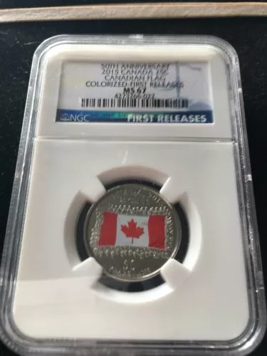 2015 Canadian Flag NGC Graded Canadian, ¢25 Cent, **MS-67**First Releases #021