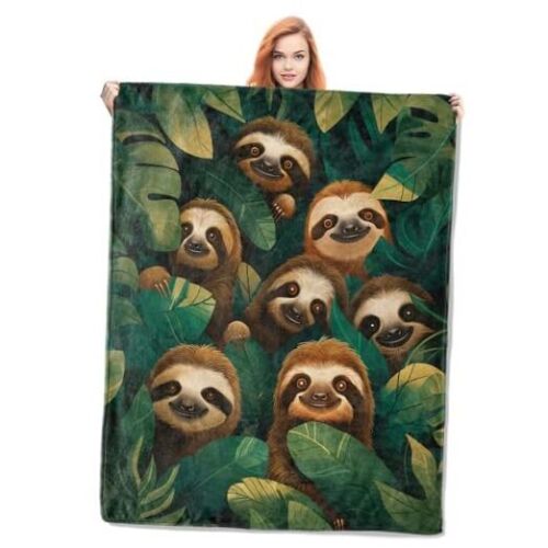 Sloth Blanket,Cute Animal Flannel Throw Blankets,Soft Warm 50"x60" Color159