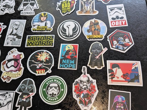 50 pegatinas Star Wars película de ciencia ficción antigua Darth Vader niños espacio Disney Trek EE. UU. - Imagen 9 de 12