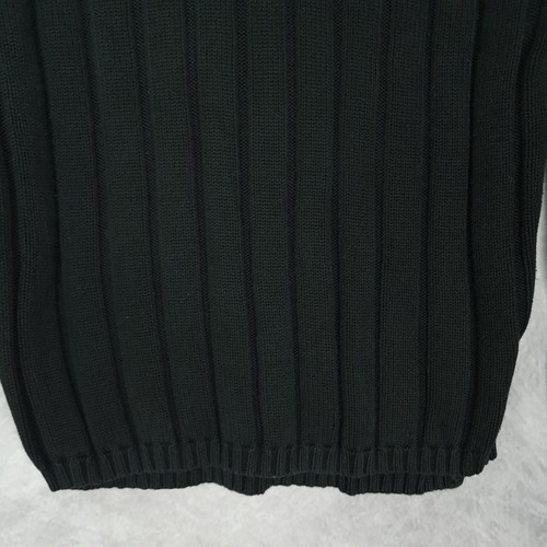 Vintage Y2K DKNY Sweater Mens Small Black 1/4 Zip Ribbed Spellout Pullover - Picture 8 of 16
