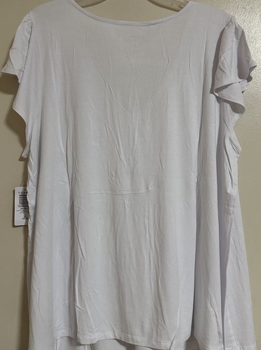 Torrid Super Soft V-Neck Ruffle Tee Women’s Size 2X Short Sleeve White New - Picture 6 of 10