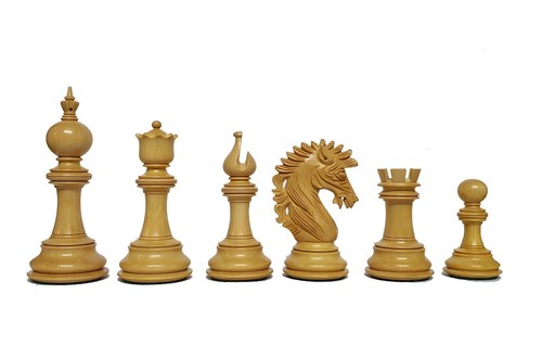 The Camelot Series Artisan Chess Pieces -Boxwood/ Ebony- 4.4" King - Picture 3 of 7