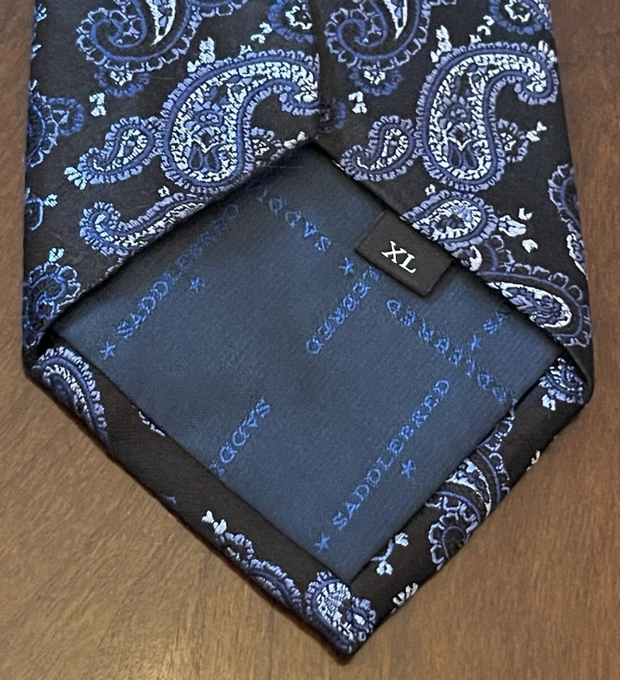 Saddlebred Blue Black Hand Made 100% Silk Men’s Neck Tie Made In China XL - Image 2 of 4