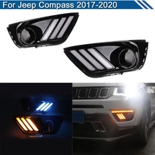 Daytime Running Lights LED DRL Fog Lamp Replacement Bumper For Jeep Compass