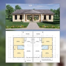 Duplex Investment Rental Plan - 2 Bed 1 bath - 756 SF - Drawings Blueprints