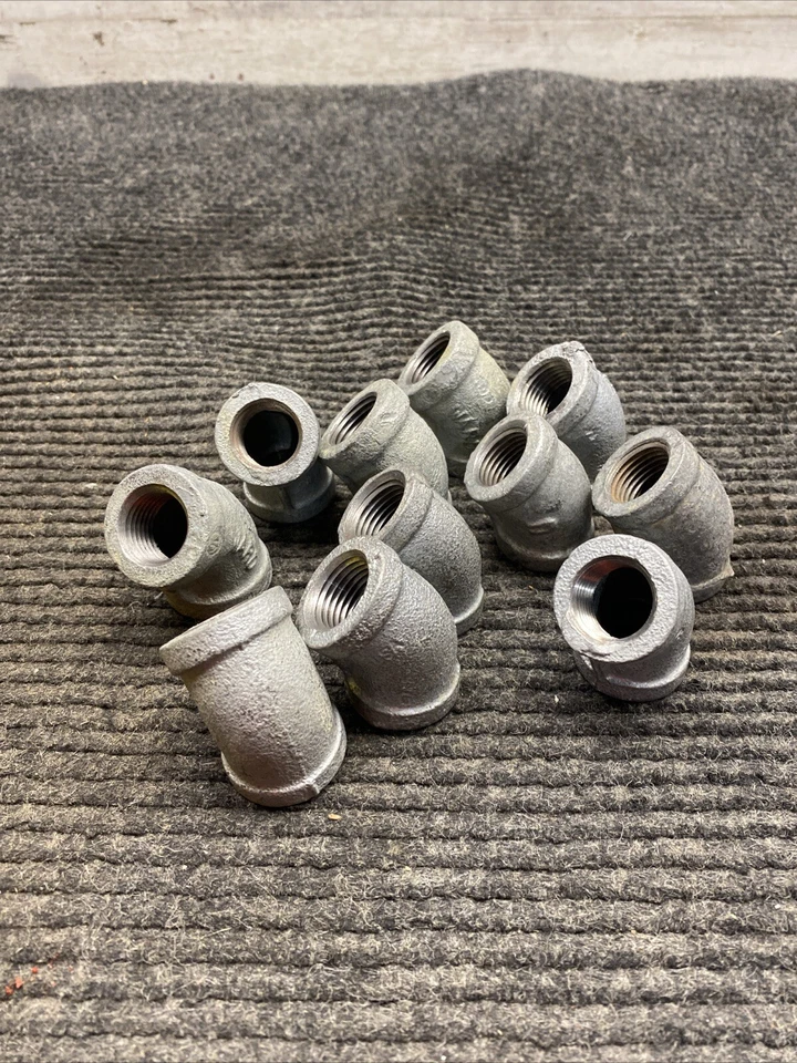 Mixed Lot of 11 Galvanized Iron Female Threaded 45 Degree Elbow 1/2" - Image 2 of 4