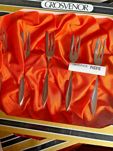 Grosvener Mytton Rodd cake forks setting for 12 original box retro granny core - Picture 3 of 11