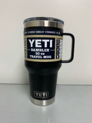 New YETI® 30oz Black RAMBLER® Travel w/ Handle Stronghold lid