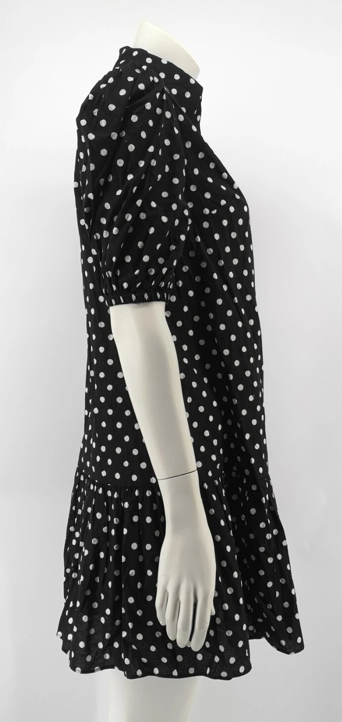 Mini abito donna Kate Spade nero a pois con colletto a tubino taglia XS us inone buonezioni