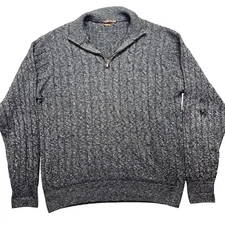 Peter Millar Cashmere 1/4 Zip Pullover Cable Knit Sweater Gray L Boho Grunge