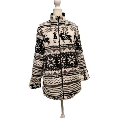Totes Reversible Jacket Womens Medium Fleece Windbreaker Fair Isle Full Zip