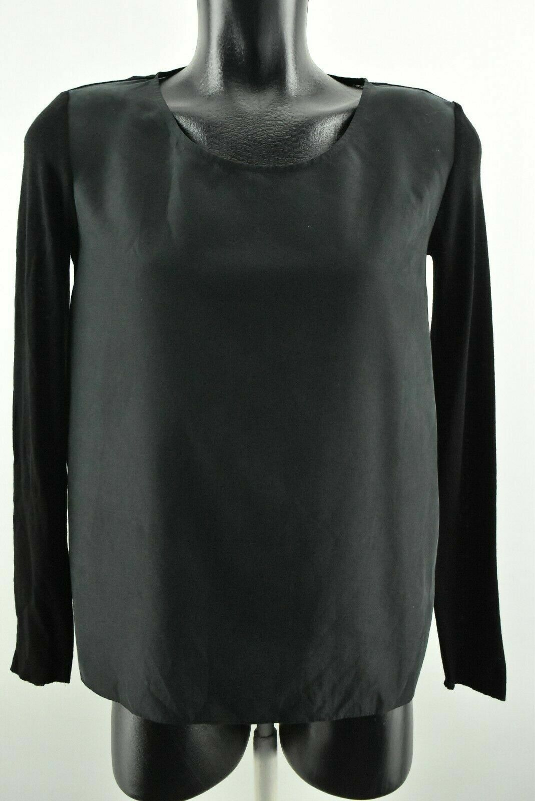 Cos Women`s Blouse Long Sleeve Crew Neck Black Sh… - image 1