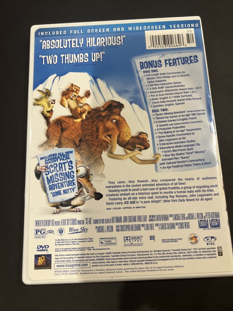 Ice Age (DVD, 2002, 2-Disc Set, Includes Full Frame and