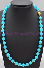 10mm Natural Blue Amazonite Gemstone Round Beads Necklace 18"
