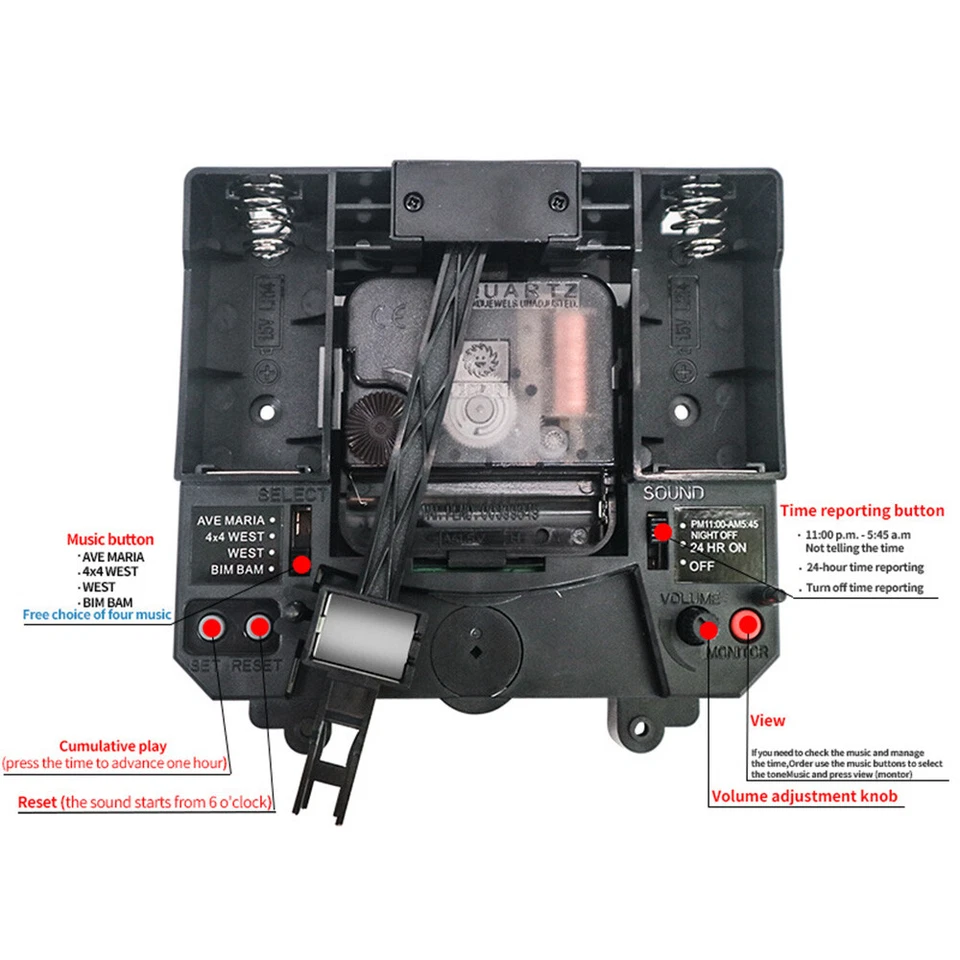 Wall Clock Pendulum Swing Movement Mechanism DIY Chime Replace Repair Parts Sets - Image 4 of 4