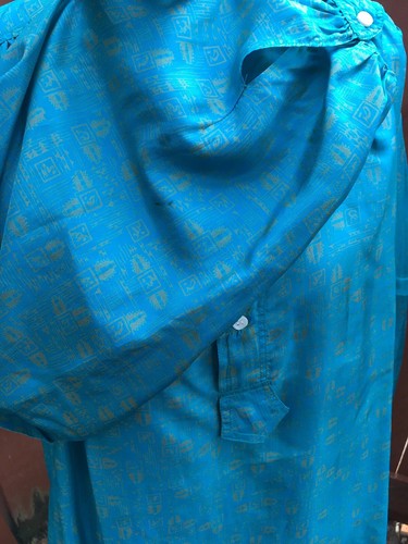 Vtg Jim Proby San Francisco Silk Gold Woven Jacquard Henley Shirt Blouse M USA - 第 9/11 張圖片