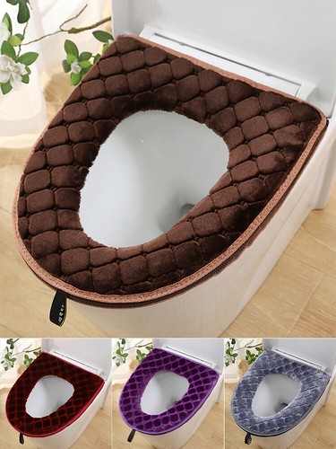 Home Thicker Toilet Seat Cover Soft Chenille Toilet Seat Cover Pad with Zipper - Picture 8 of 29