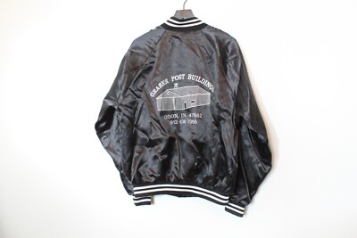 Vintage 90s USA Made Graber Post Buildings Odon, Indiana Satin Coach Jacket - XL