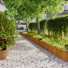 10 Pieces Lawn Edgings Flexible Corten steel for Garden Paths - 25x103 cm