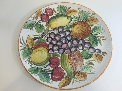 Italien Porzellan handbemalt Früchte Servierplatte Tablett, 13 1/4" Durchmesser - Bild 1 von 5