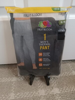 Fruit of the Loom Thermal Men's XL Black Underwear Bottom Pants Long Johns 