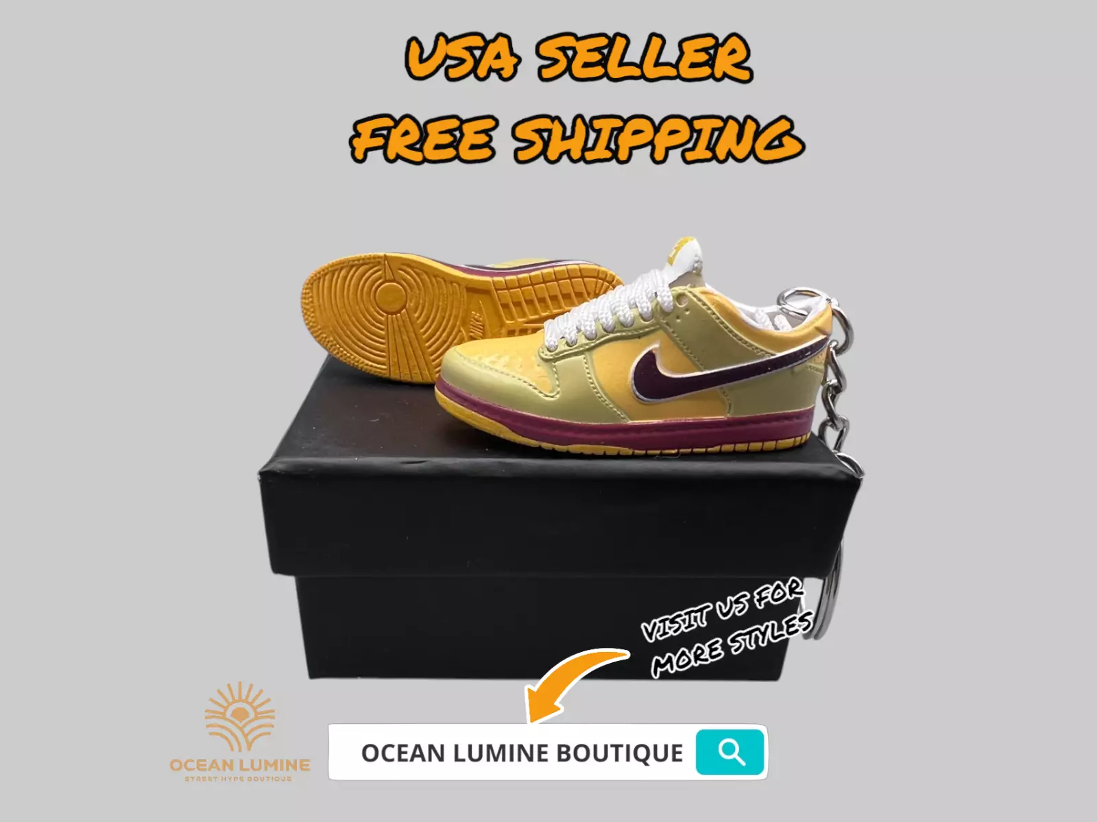 SB Dunk Low Mini Porte clés Baskets 3D, Baskets Basketball Boîte de Collection Options