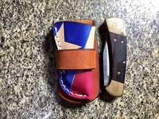 Leather Folding Knife Belt Loop Sheath Buck 112 Size Sheath Only Texas Flag
