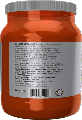 Sports Nutrition, Soy Protein Isolate 20 G, 0 Carbs, Unflavored Powder, 1.2-lb - Picture 3 of 12