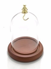 3" x 4" Glass Display Dome with Brass Knob, Walnut Finish Base, Free Ship NEW