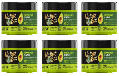 6x Nature Box Reparatur-Maske mit Kaltgepresstem Avocado-Öl  intensive Reparatur