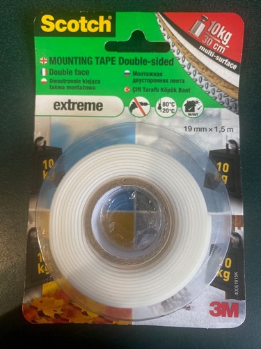 Scotch 3M doppelseitiges Extreme (L) 1,5 m (B) 19 mm weiß Montageband mehrere Oberflächen - Bild 2 von 2