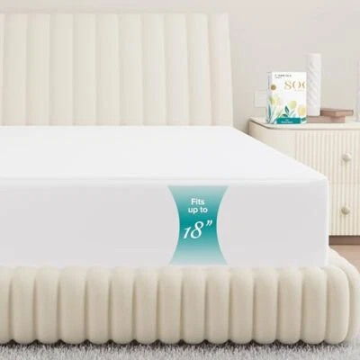 CARRESSA LINEN 100% Egyptian Cotton Queen Fitted Sheet Only - 800 Thread Count 16" Deep Pock...