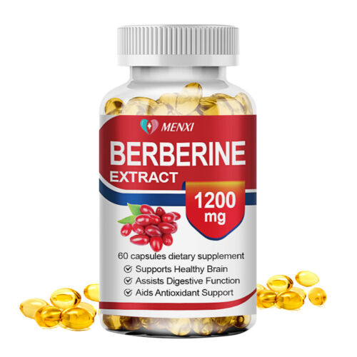 Berberine HCI Capsules 1200mg per Serving For Heart Health Blood Sugar Support - Picture 1 of 7