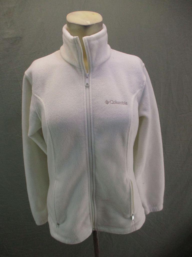 Columbia Size S Womens White Full Zip w/Pockets Windproof Fleece