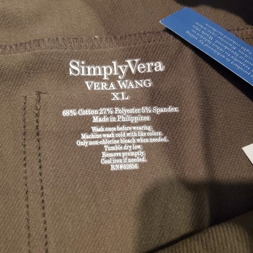 NWT Simply Vera Wang Women's Size XL Chino Leggings Olive Green - Picture 3 of 6