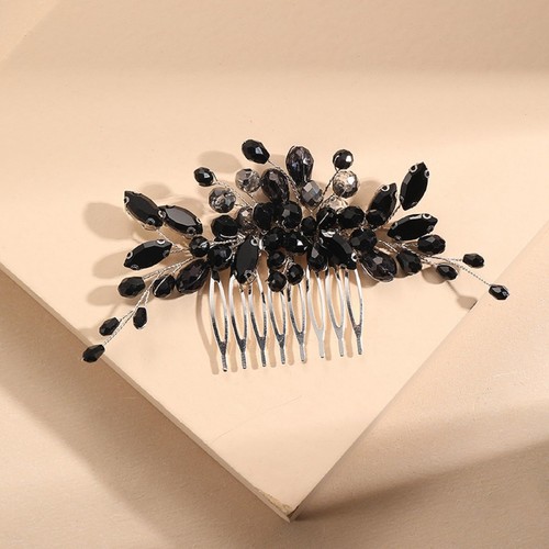 Hair Accessories for Women and Girls Bride Wedding Hair Comb Black Crystal Si... - Picture 3 of 6