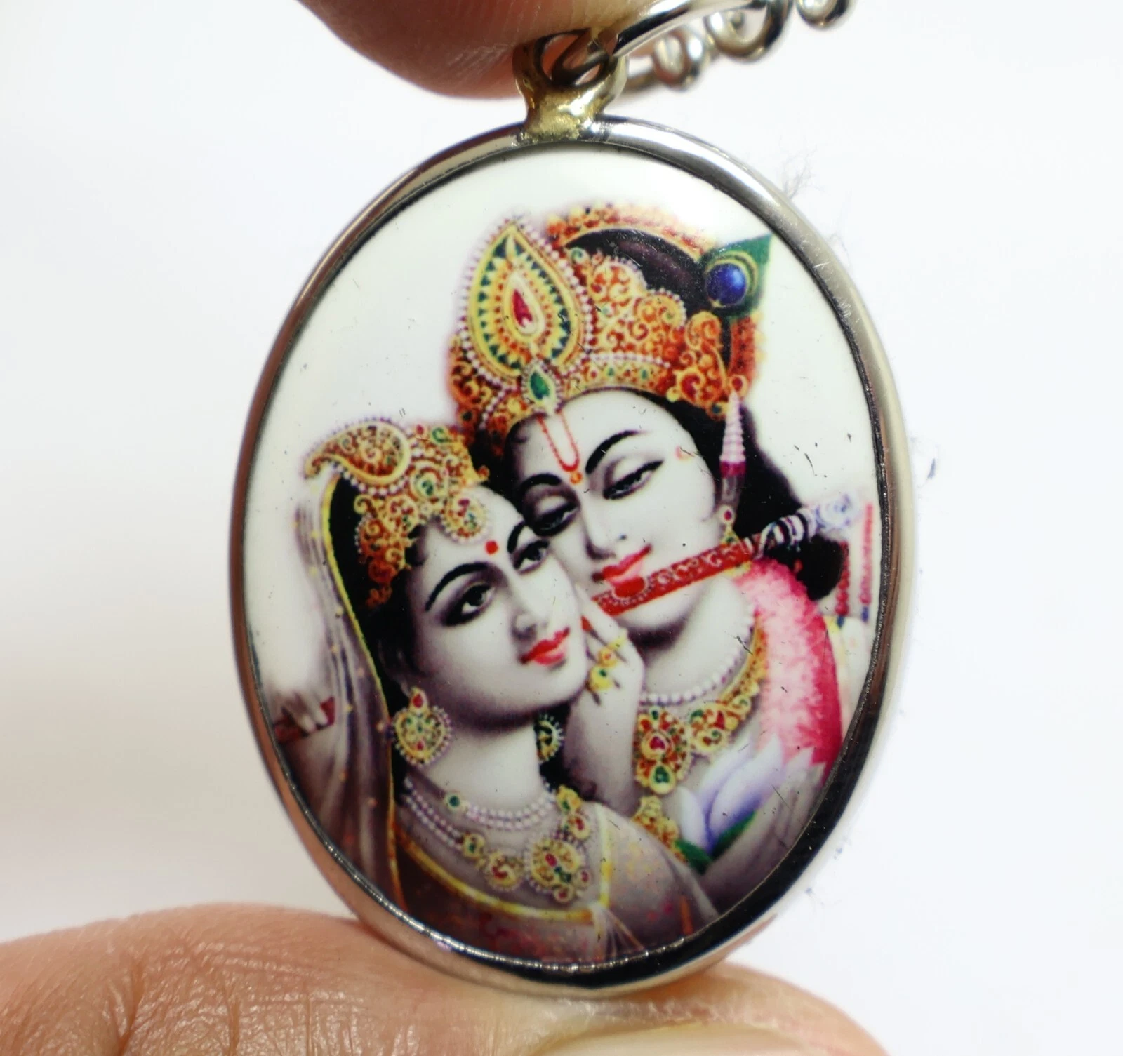 RADHA KRISHNA GRAND PENDENTIF DIEU SUPRÊME DÉESSE COMPASSION TENDRESSE AMOUR AMULETTE