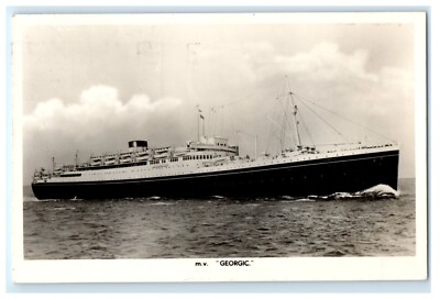 Mv Georgic White Star Line Ship Boat Steamer Real Photo RPPC Postcard (GX14)