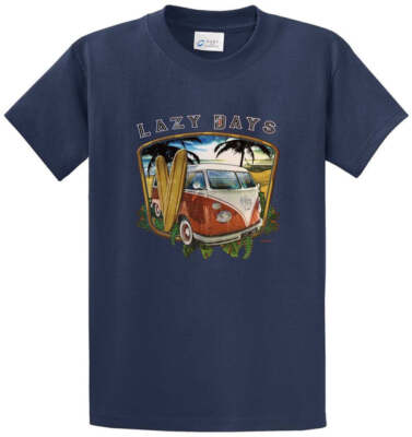 LAZY DAYS BEACH SCENE Cotton Printed Tee Shirt Regular and Big and Tall Sizes