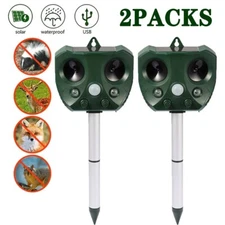 2Packs Solar Ultrasonic Animal Repellent Dog Skunk Deer Raccoon For Garden Yard