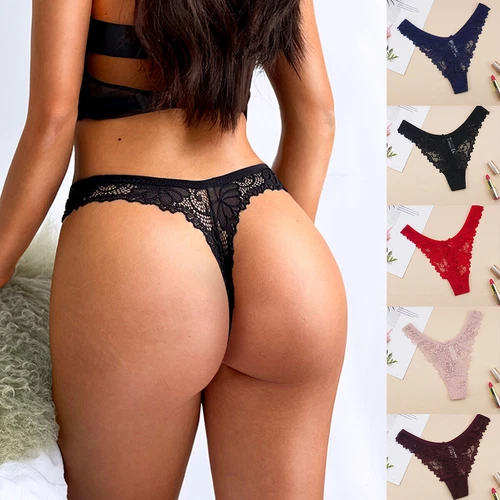 Women Panties Lady Low Rise Satin lce Silky Thongs G String Knickers Underwear