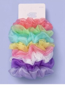 2 - 8pk More Than Magic Organza Hair Scrunchies Unicorn Colors Elastic
