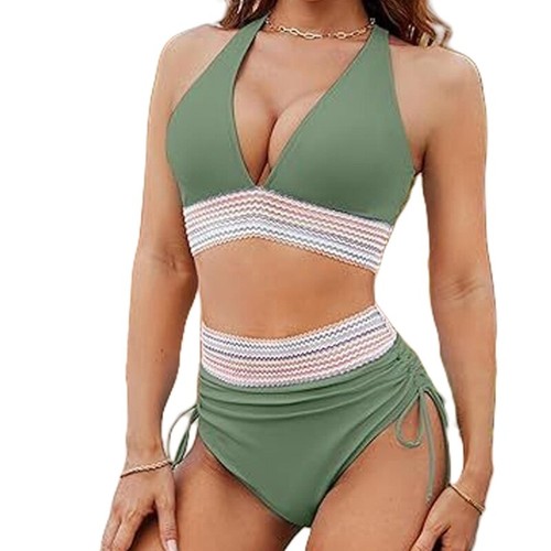 Women Push Up Swimsuit High Waist Tummy Controlled Bathing Suit V Neck Swimsuit - Bild 26 von 36