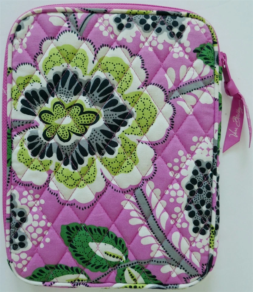 Vera Bradley Priscilla 粉色电子阅读器保护套 已停产拉链 绗缝 Coton — 第 2/4 张图片