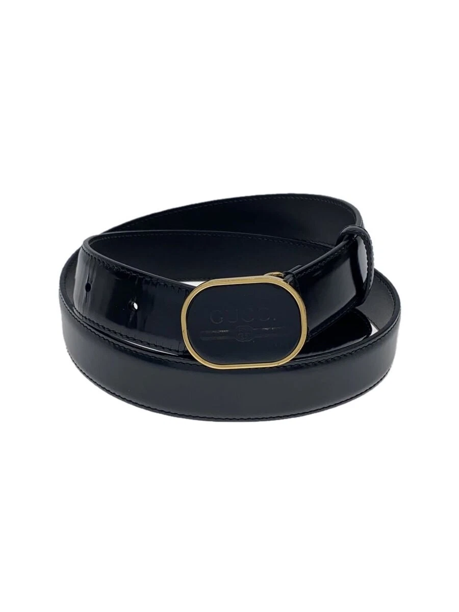 GUCCI Vintage Logo Boucle Ceinture Découpé Logo Cuir BLK Couleur Unie Homme 5477