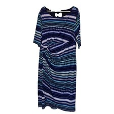 Faux Wrap Midi Dress cb Established 1962 1/2 Sleeve Sz 24 Stretch Career Travel